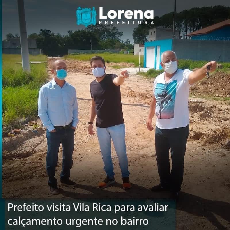 Sylvio Ballerini, prefeito de Lorena, visita bairro Vila Rica visando melhorias no calçamento