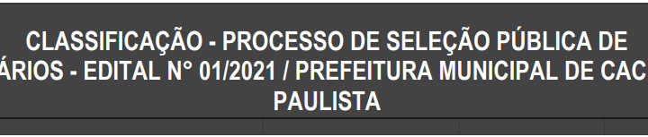Prefeitura de Cachoeira Paulista divulga resultados do Processo Seletivo de Estagiário