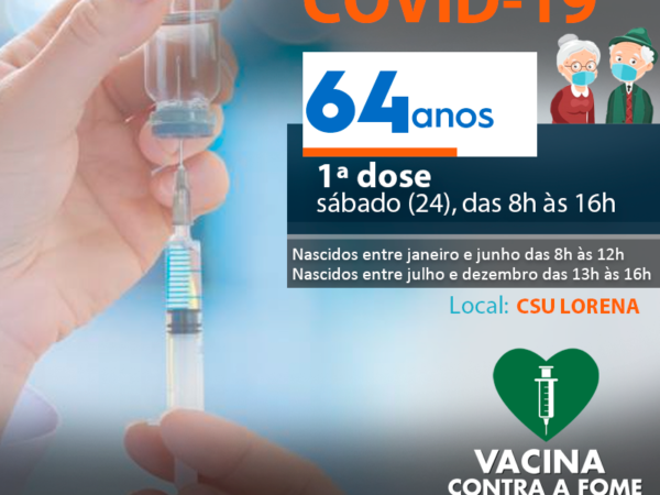 Lorena anuncia vacinação contra COVID-19 para idosos de 64 anos