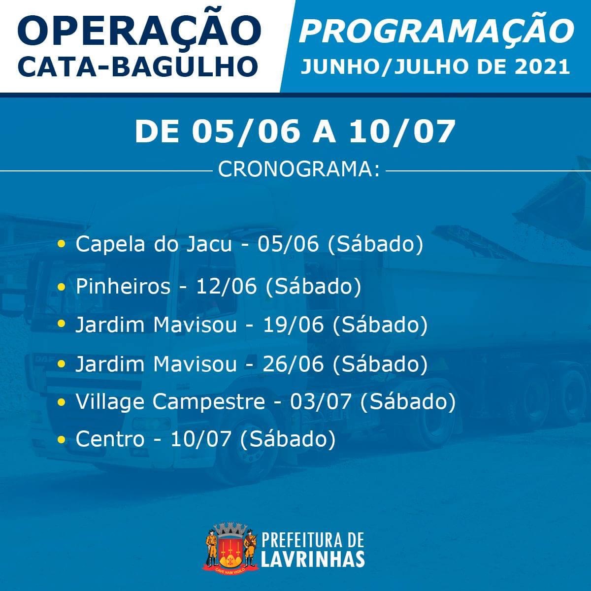 No próximo mês, Lavrinhas irá realizar a Operação Cata-bagulho em todo o município