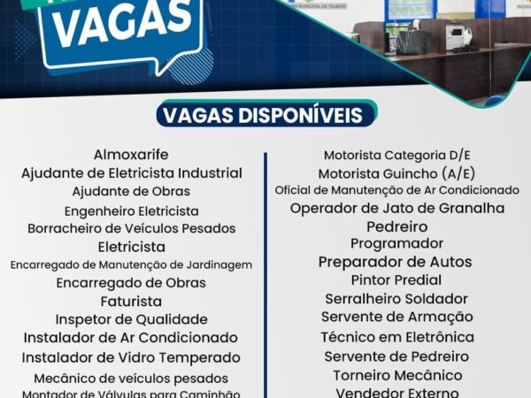 Emprega Taubaté oferece diversas novas vagas de emprego