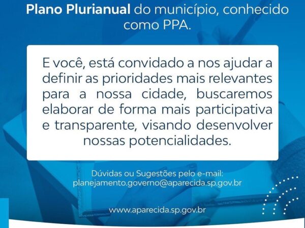 Munícipes de Aparecida podem ajudar na elaboração de prioridades e estratégias para os próximos anos