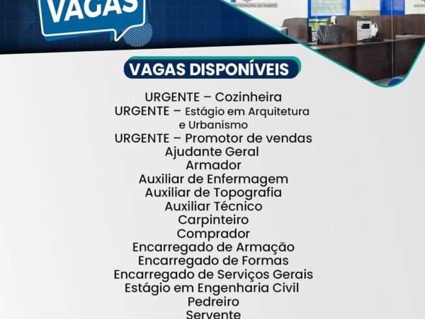 Emprega Taubaté oferece diversas vagas