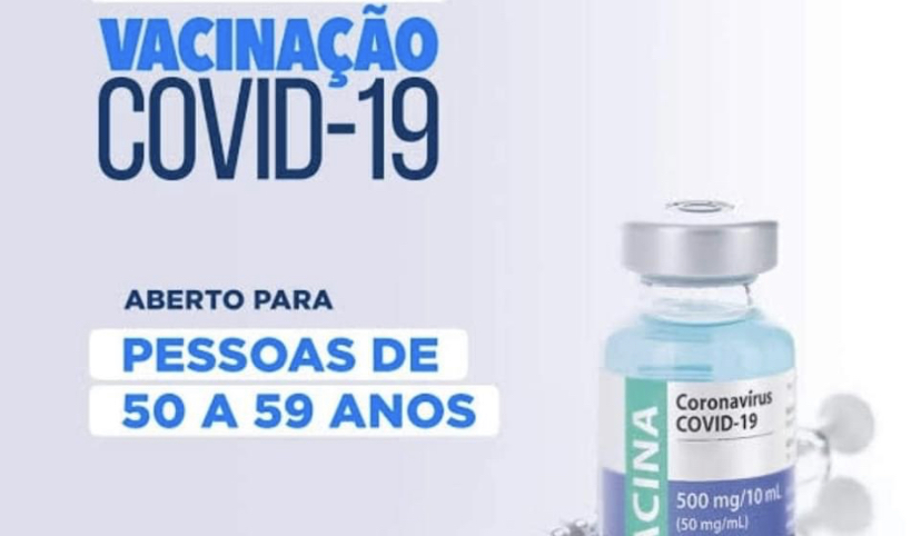 Hoje (21) serão vacinadas as pessoas de 50 a 59 anos sem comorbidades em Cachoeira