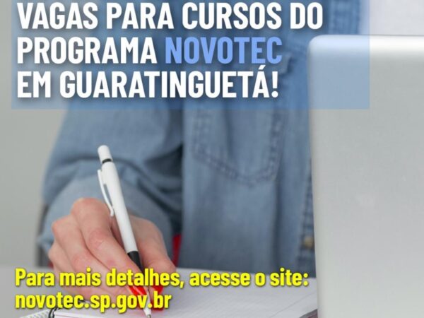 Curso NovoTec, em Guaratinguetá, está com vagas abertas