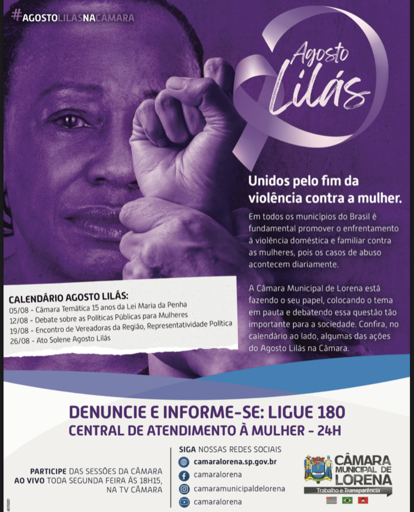Brasil unido pelo fim da violência contra a mulher – Agosto Lilás