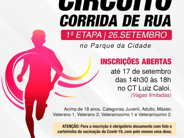 Inscrições para a 1ª etapa do Circuito Corrida de Rua de Pinda já estão abertas