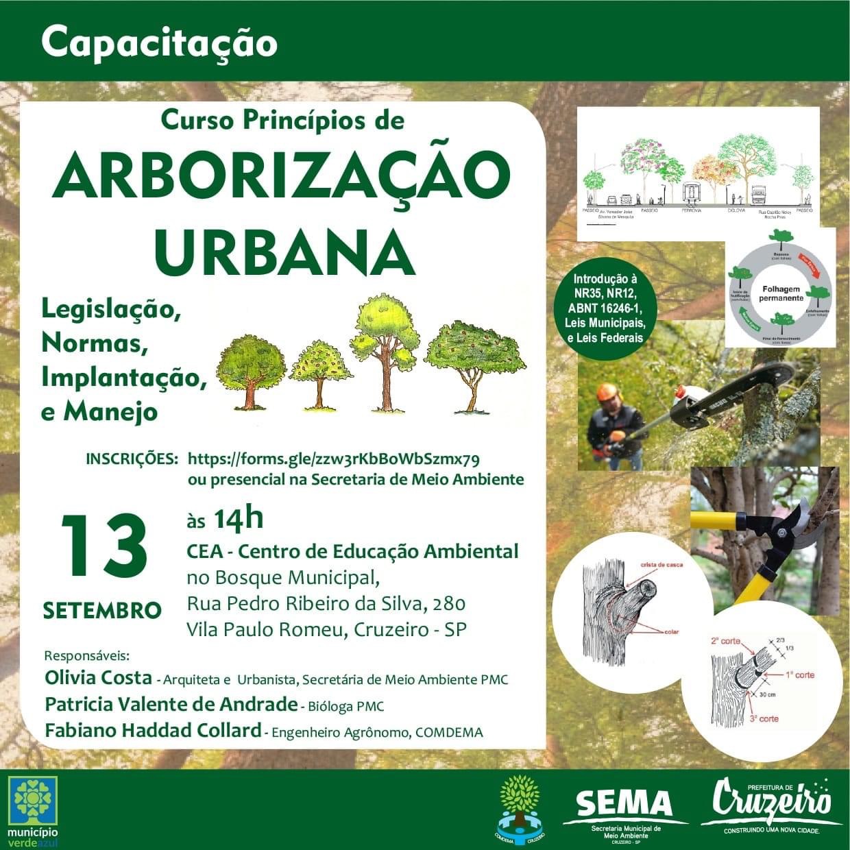 Cruzeiro disponibiliza curso de Princípios de Arborização Urbana