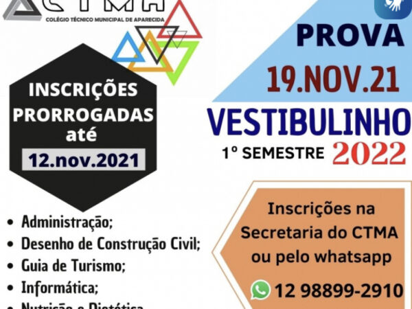 Inscrições para o Vestibulinho do CTMA são prorrogadas até 12 de novembro