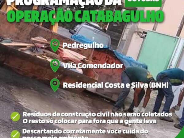 Operação Catabagulho deste sábado (02) atende 03 novos bairros de Guará