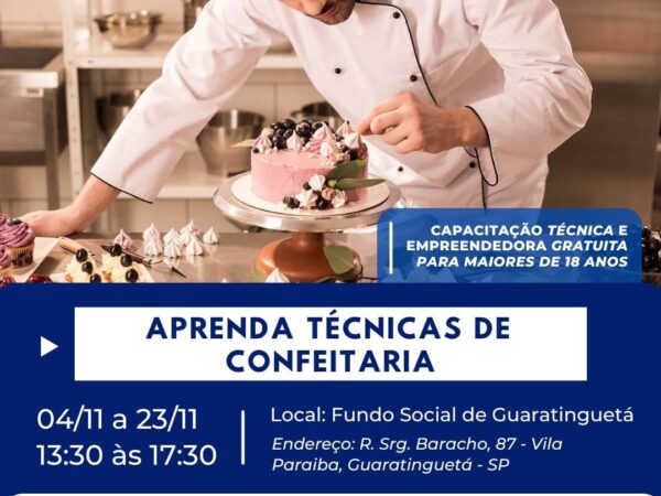 Guará e SEBRAE oferecem curso de técnicas de confeitaria