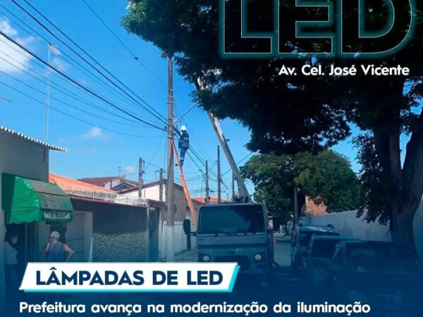 Prefeitura instala lâmpadas de LED na Av. Cel. José Vicente