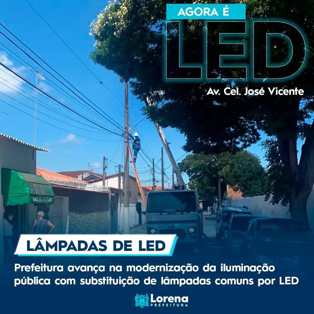 Prefeitura instala lâmpadas de LED na Av. Cel. José Vicente