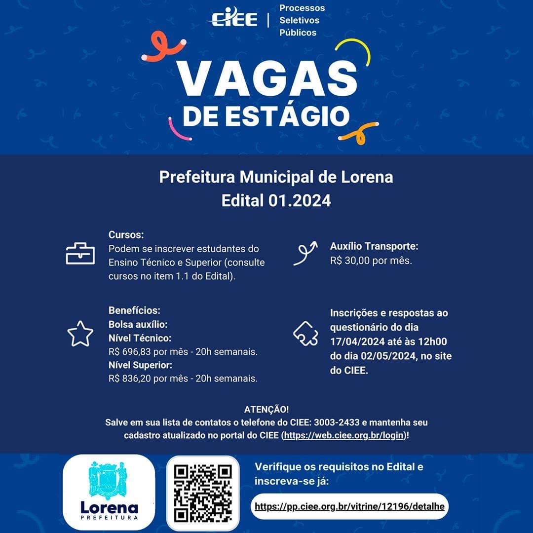 Inscrições para processo seletivo de estagiários vai até quinta-feira (02)