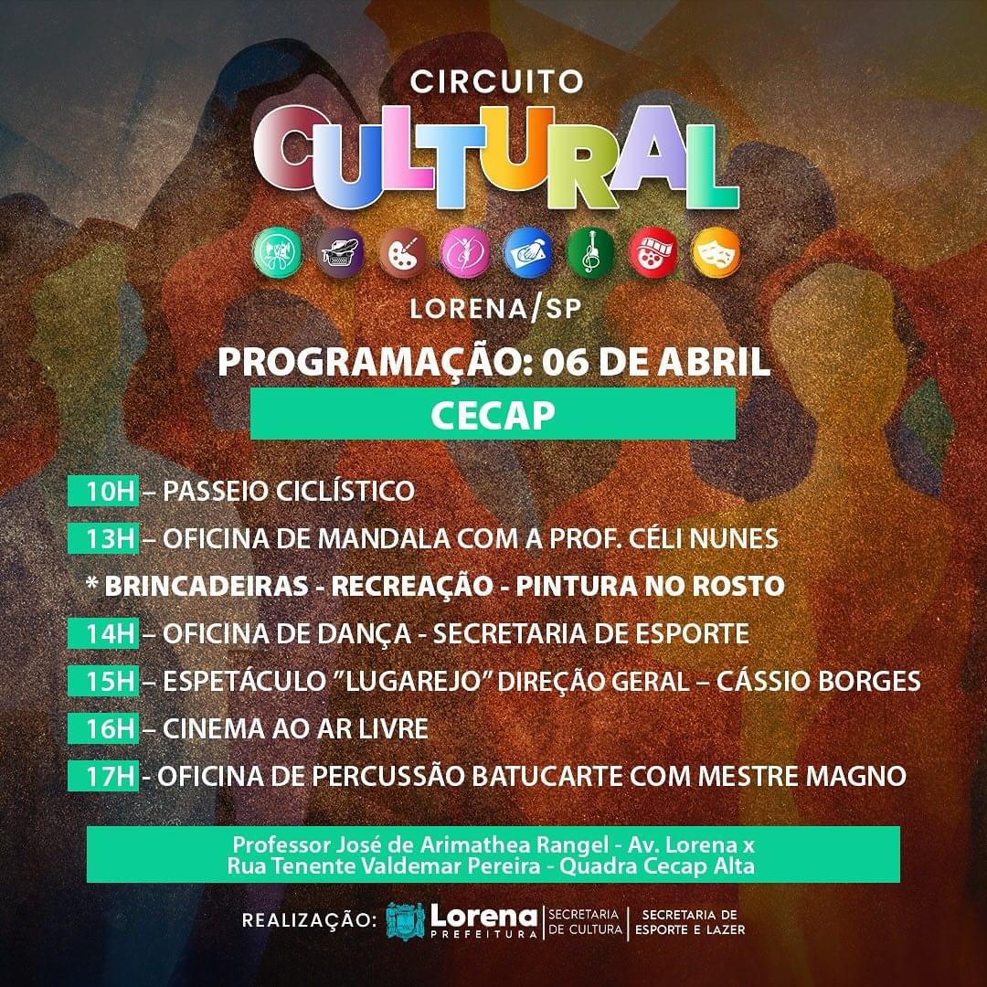 Circuito Cultural chega na Cecap neste sábado (06)