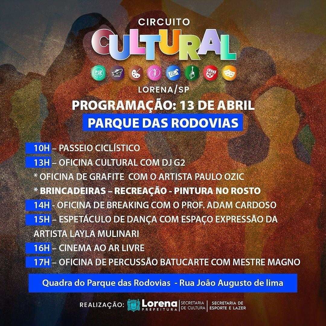 Circuito Cultural traz atrações e serviços ao Parque das Rodovias neste sábado (13)