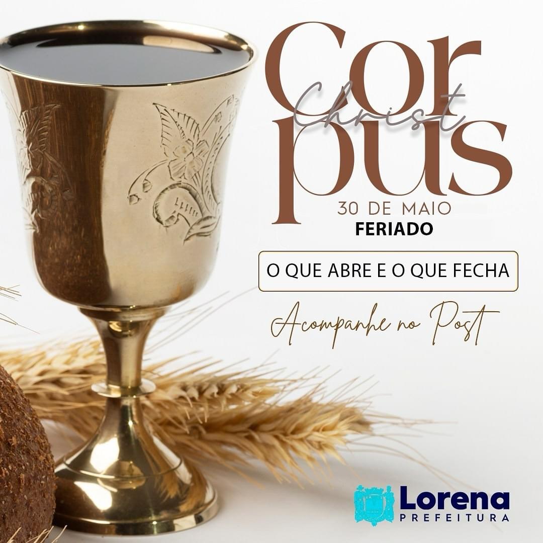 Confira o expediente da Prefeitura no feriado de Corpus Christi