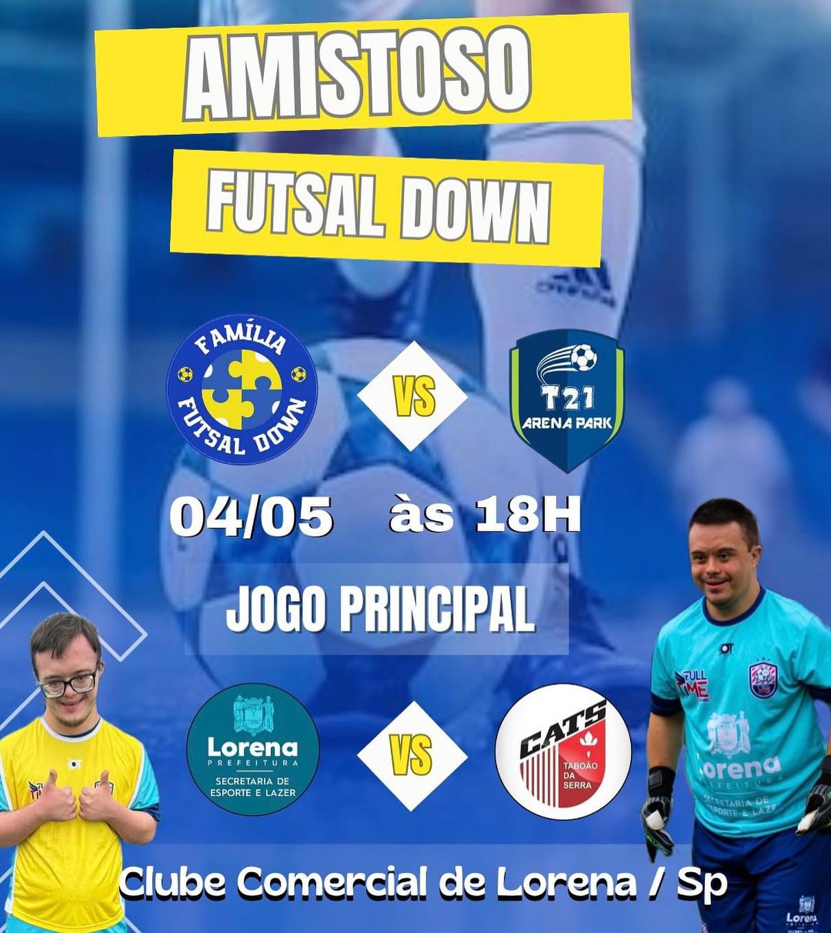 Neste sábado (04) acontece o 1º jogo amistoso do Futsal Down