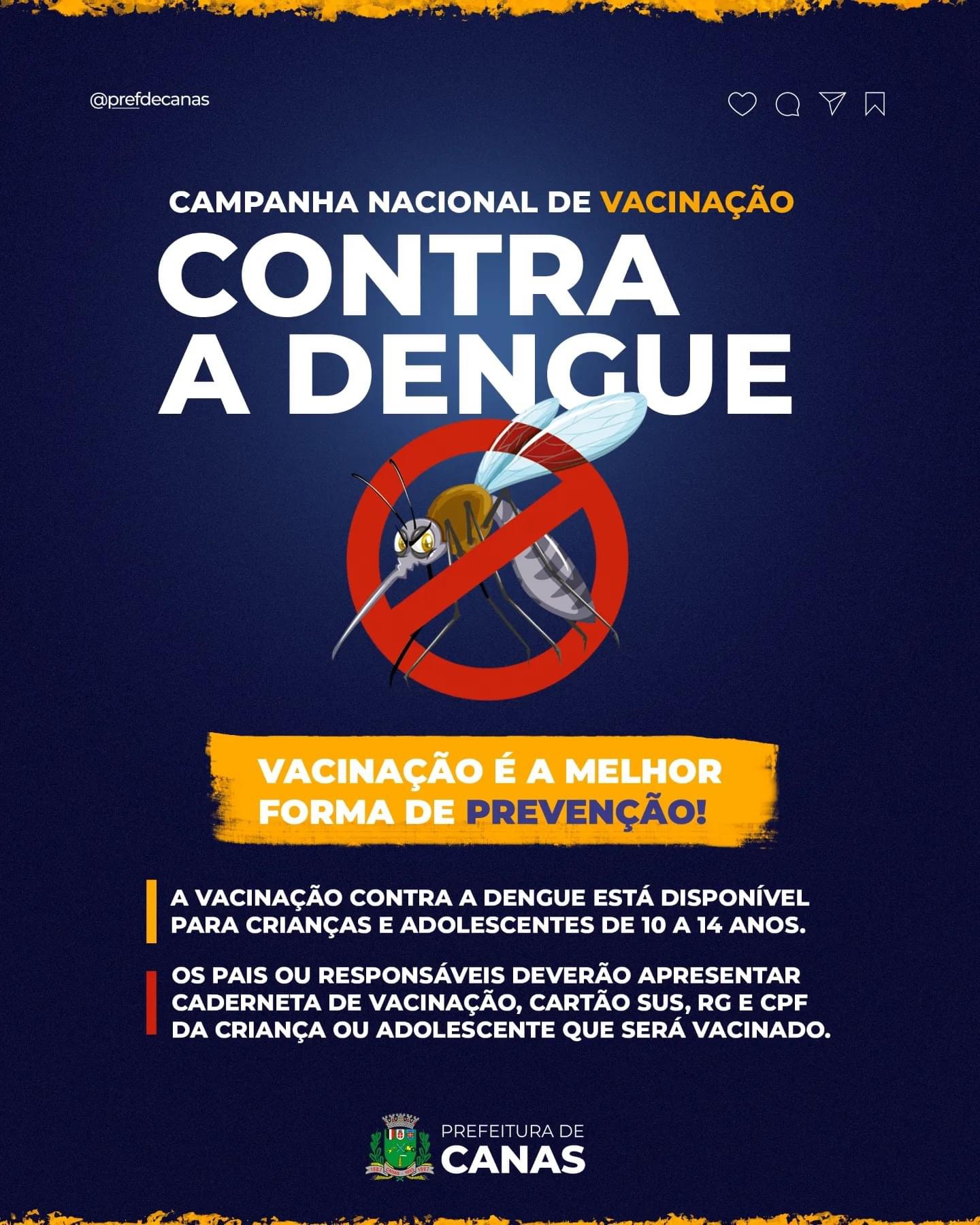 Canas inicia vacinação contra a Dengue para os jovens entre 10 e 14 anos