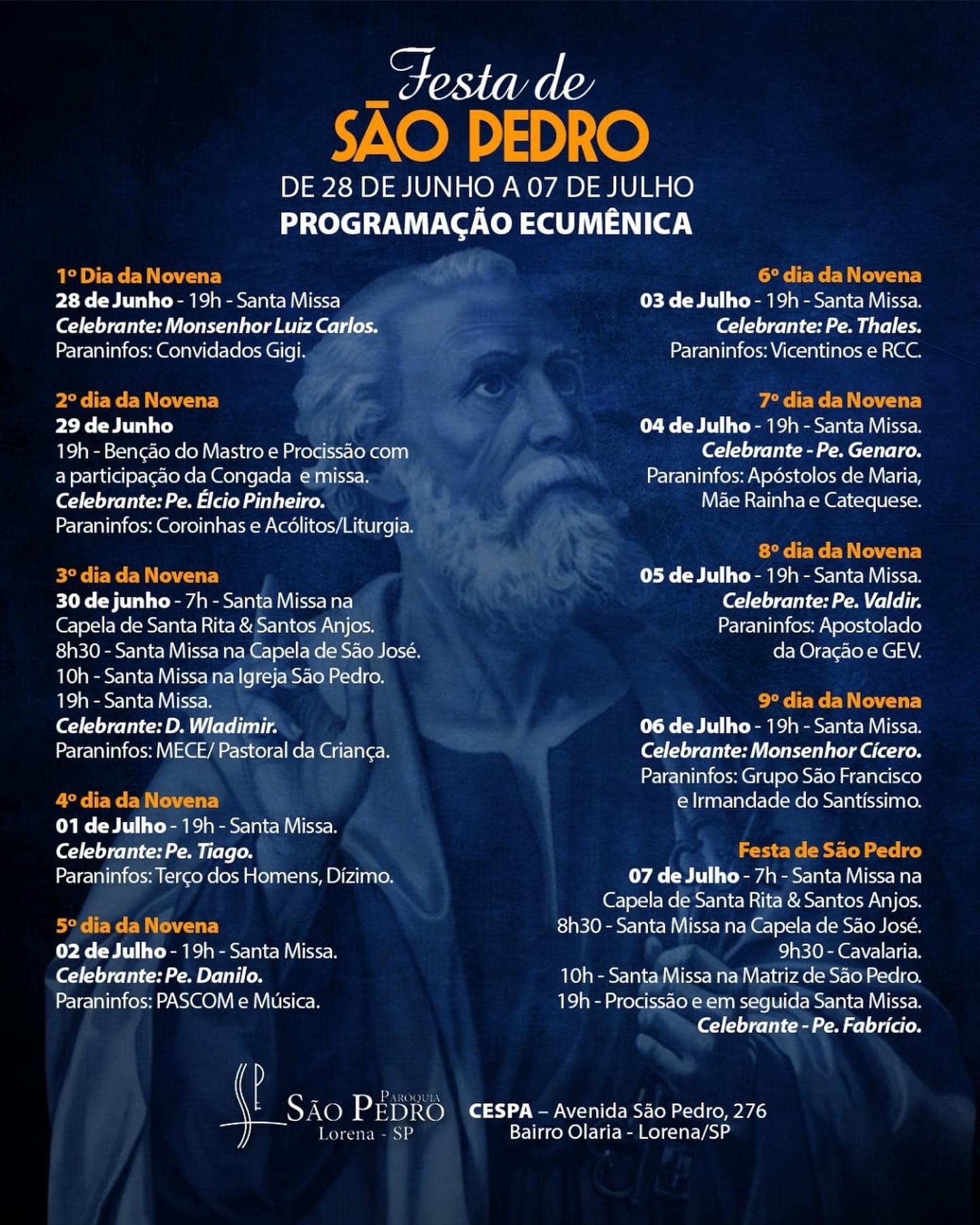 Festa de São Pedro começa semana que vem em Lorena