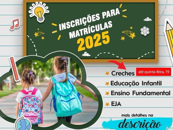 Matrícula de novos alunos nas creches municipais pode ser feita até quinta-feira (19)