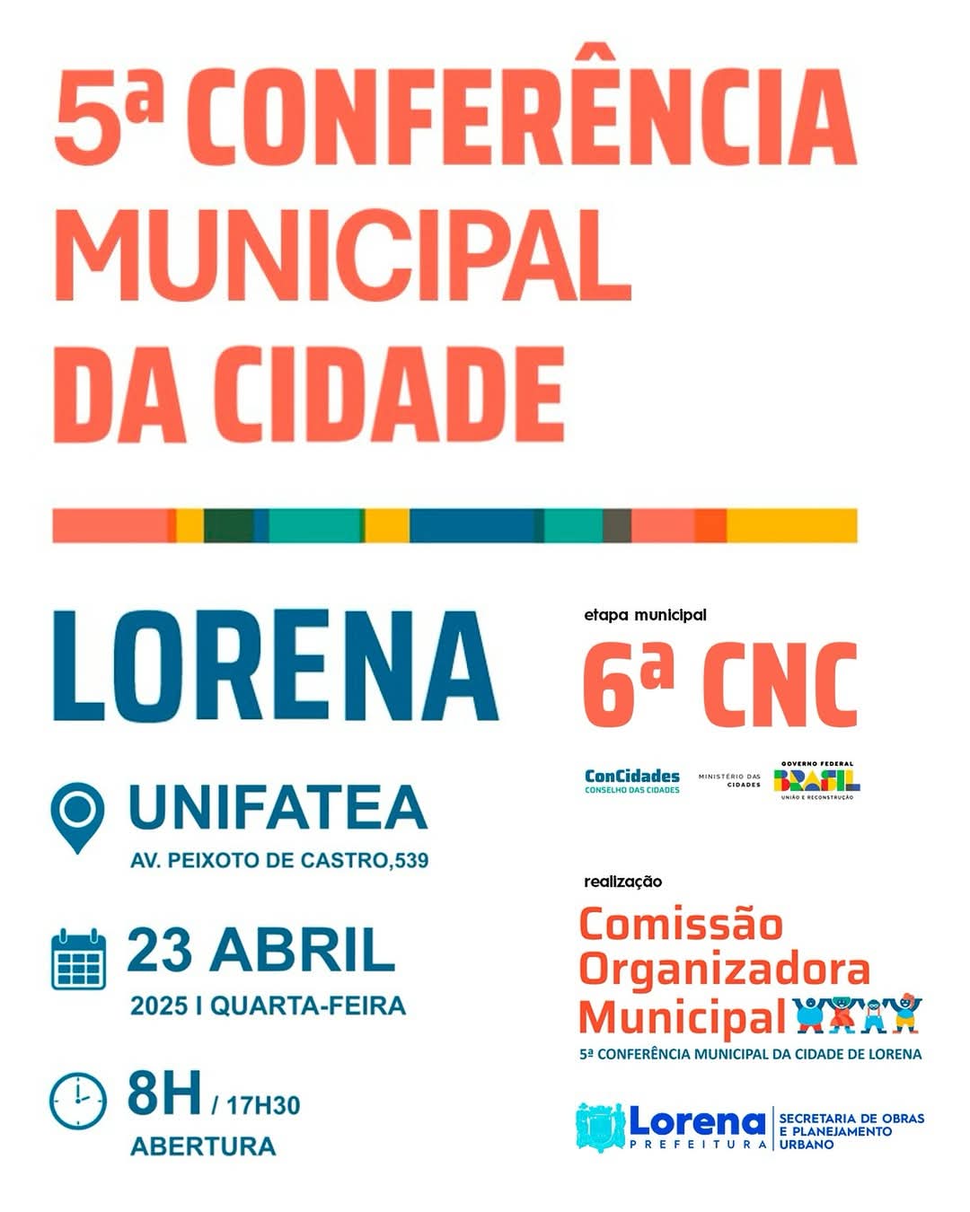 Abertas as inscrições para a 5ª Conferência Municipal da Cidade de Lorena