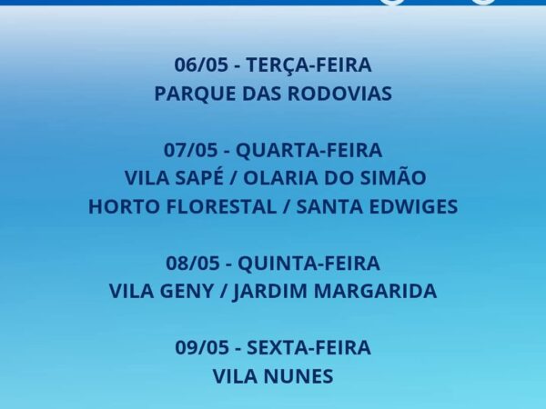 Confira o cronograma do Carro do Fumacê em Lorena