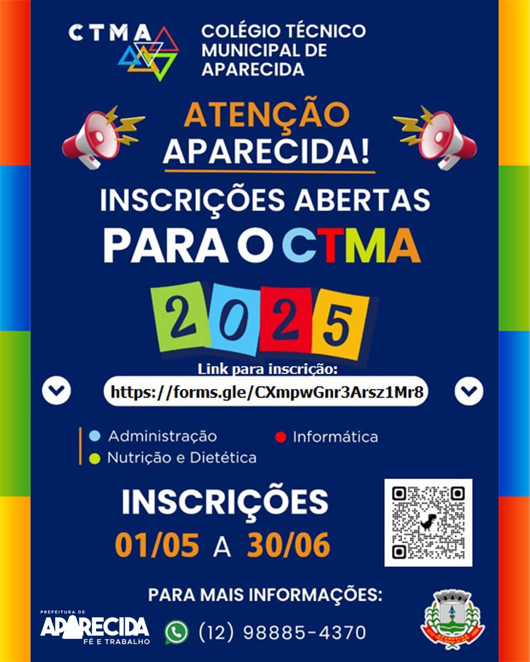 As inscrições para o Colégio Técnico de Aparecida seguem abertas
