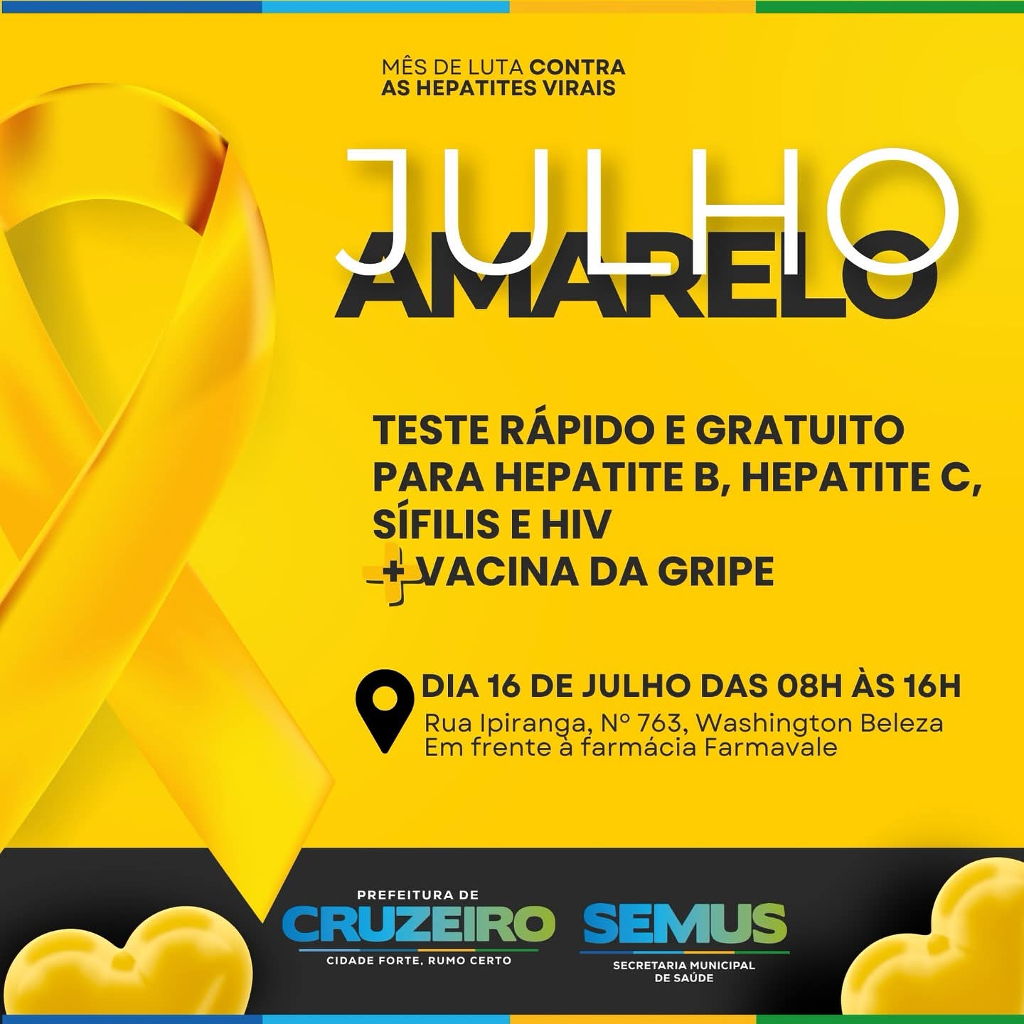Campanha Julho Amarela chega aos bairros de Cruzeiro