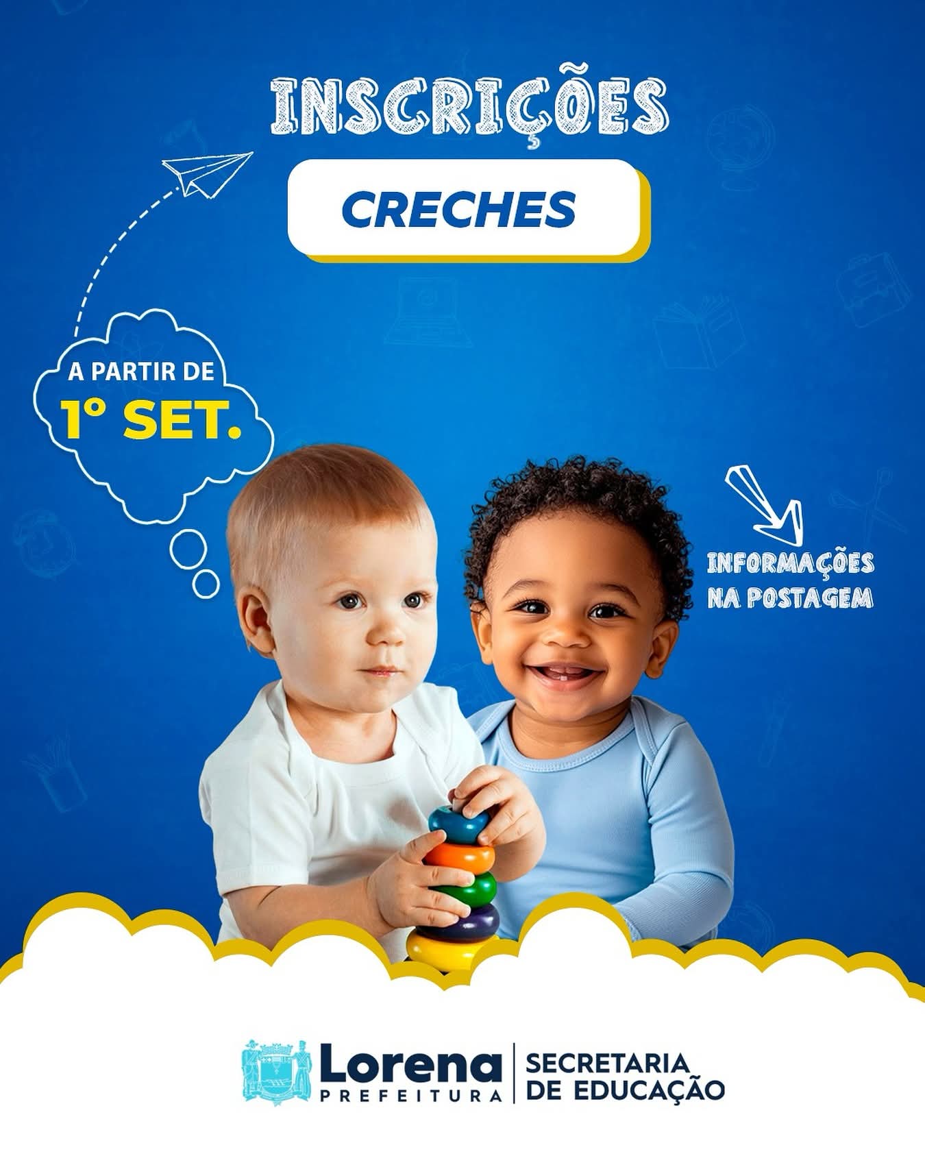 Inscrições on-line para vagas em creche começam nesta segunda-feira em Lorena