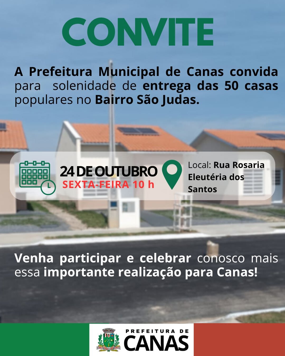 𝐃𝐚𝐭𝐚 𝐝𝐚 𝐞𝐧𝐭𝐫𝐞𝐠𝐚 𝐝𝐚𝐬 𝟓𝟎 𝐜𝐚𝐬𝐚𝐬 𝐝𝐚 𝐂𝐃𝐇𝐔 𝐞𝐦 𝐂𝐚𝐧𝐚𝐬 é 𝐜𝐨𝐧𝐟𝐢𝐫𝐦𝐚𝐝𝐚