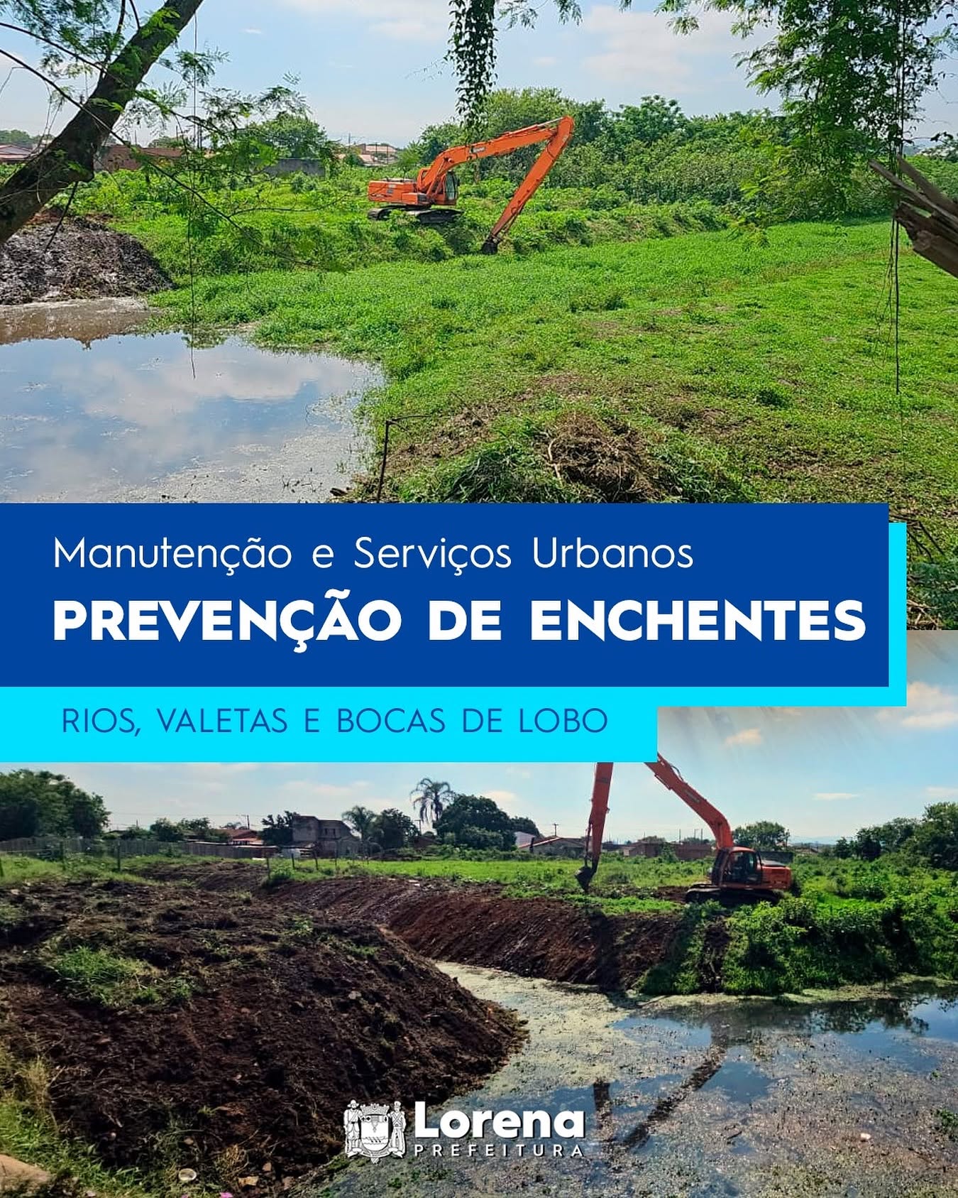 Trabalho de limpeza de bocas de lobo e desassoreamento de rios continua em Lorena