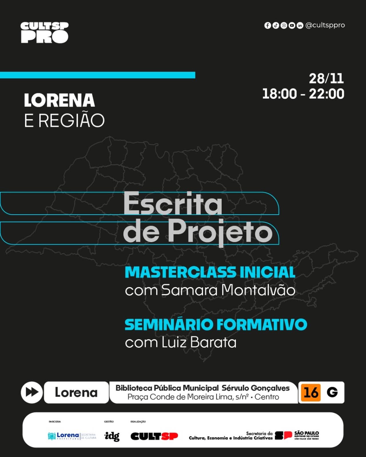Lorena recebe masterclass e seminário formativo sobre escrita de projetos culturais, do programa CULTSP PRO