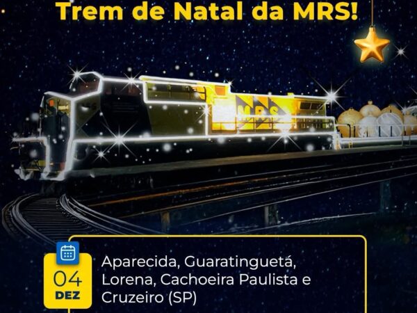 Trem de Natal da MRS passa por Lorena e cidades vizinhas na quinta-feira (4)