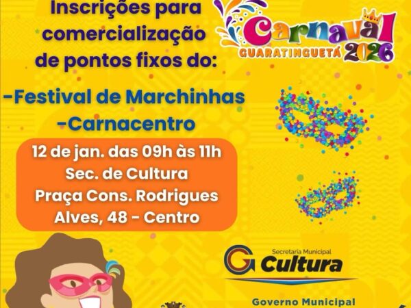 Guará abre inscrições para comercialização em pontos fixos no Festival de Marchinhas e Carnacentro