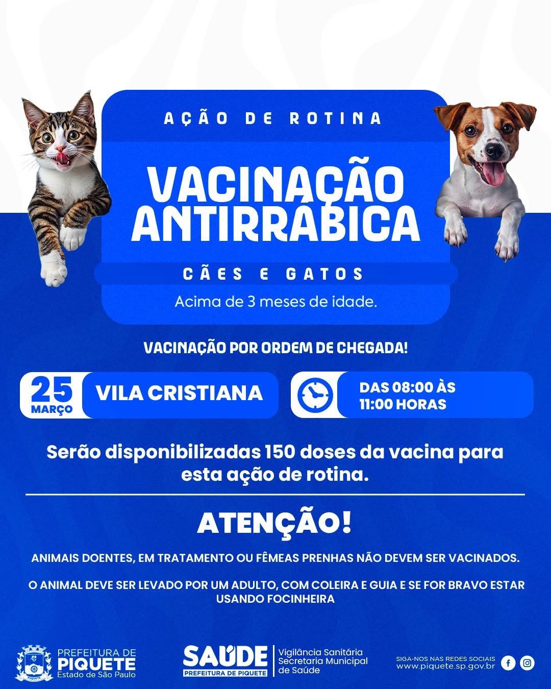 Ação de Vacinação Antirrábica em Piquete