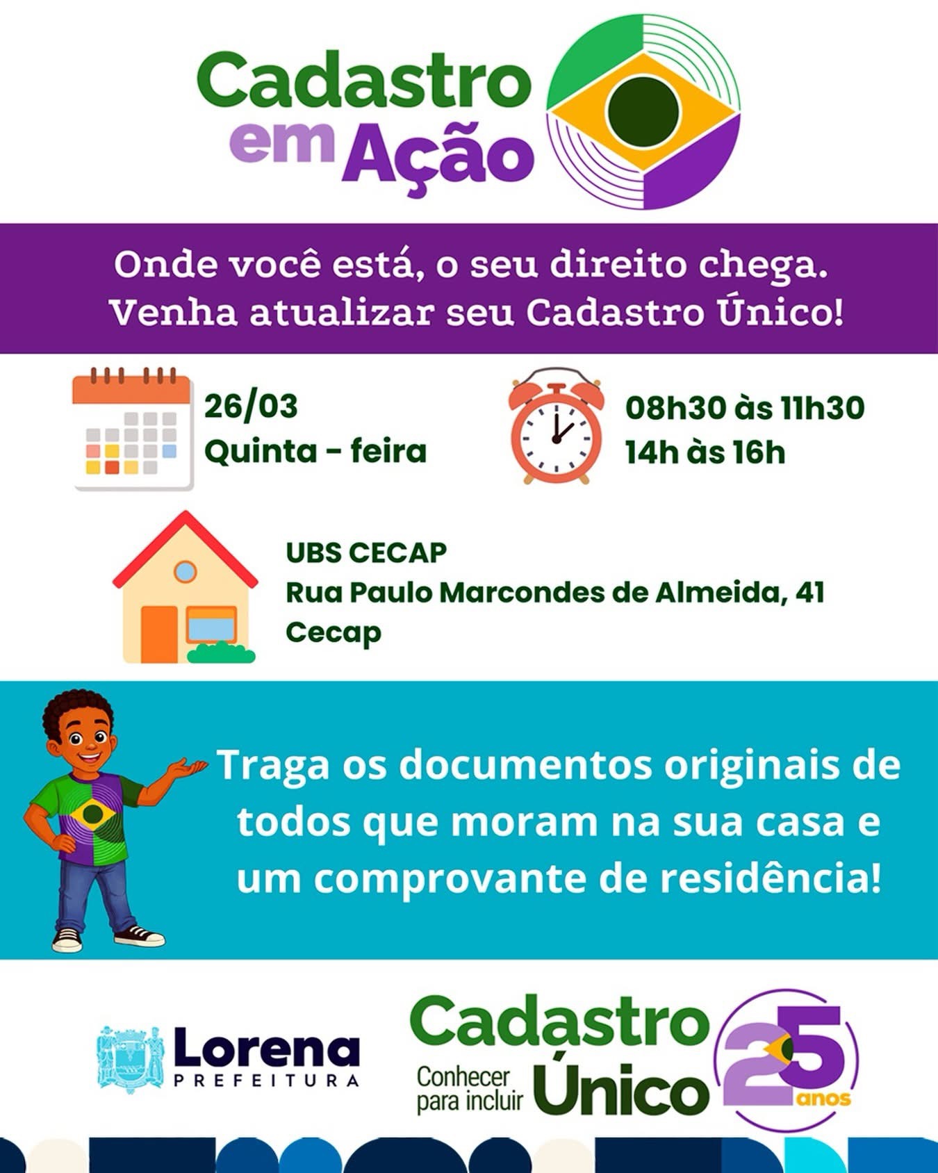 Cadastro Único de Lorena realiza plantão de atendimento na UBS da Cecap nesta quinta (26)