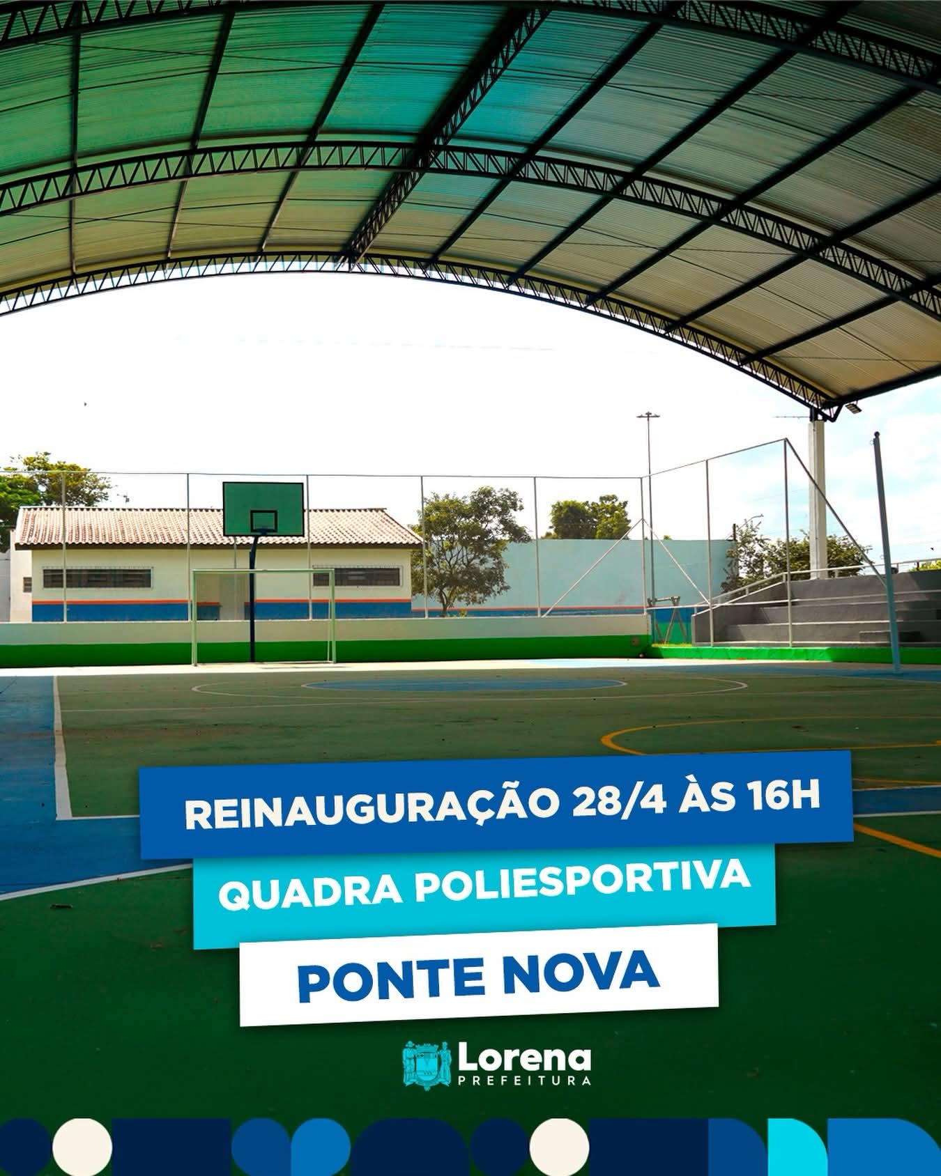 Prefeitura de Lorena convida para reinauguração da quadra poliesportiva da Ponte Nova