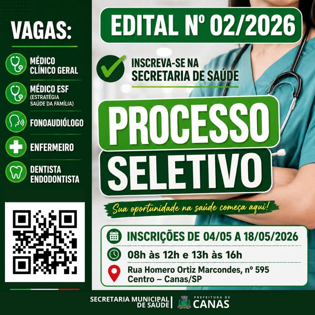 𝐂𝐚𝐧𝐚𝐬 𝐚𝐛𝐫𝐞 𝐩𝐫𝐨𝐜𝐞𝐬𝐬𝐨 𝐬𝐞𝐥𝐞𝐭𝐢𝐯𝐨 𝐩𝐚𝐫𝐚 𝐜𝐨𝐧𝐭𝐫𝐚𝐭𝐚𝐜̧𝐚̃𝐨 𝐝𝐞 𝐧𝐨𝐯𝐨𝐬 𝐩𝐫𝐨𝐟𝐢𝐬𝐬𝐢𝐨𝐧𝐚𝐢𝐬 𝐝𝐚 𝐬𝐚𝐮́𝐝𝐞