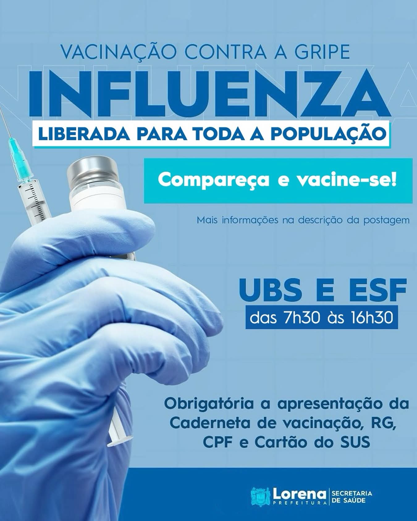 Vacinação contra a gripe é liberada para toda a população em Lorena
