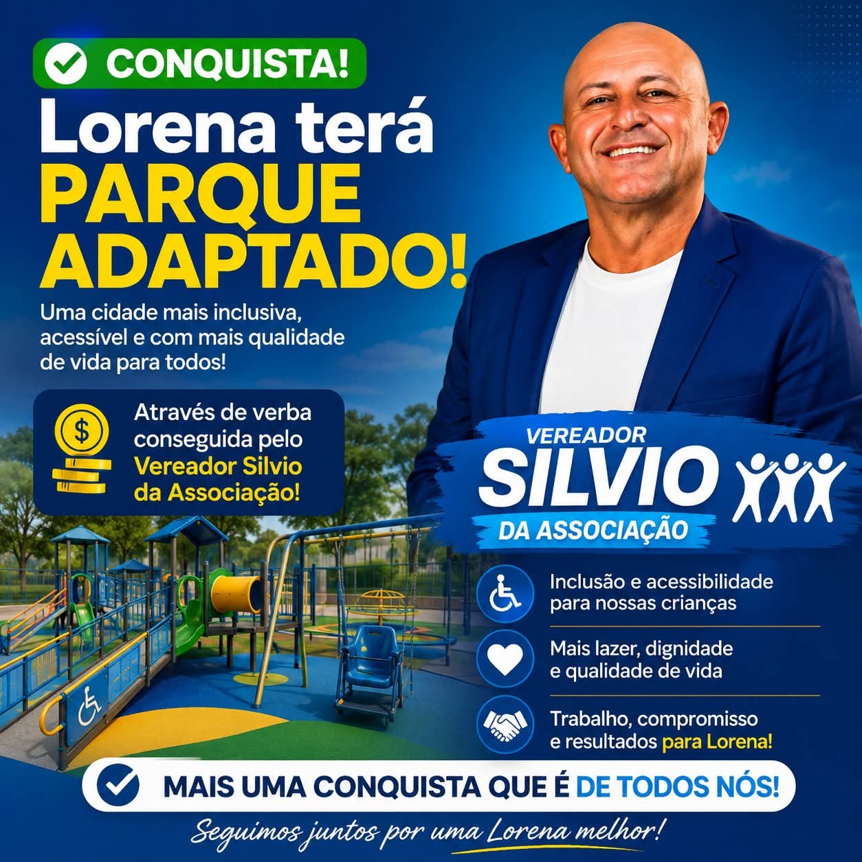 Lorena conquista verba de R$ 200.000,00 para Parque Adaptado