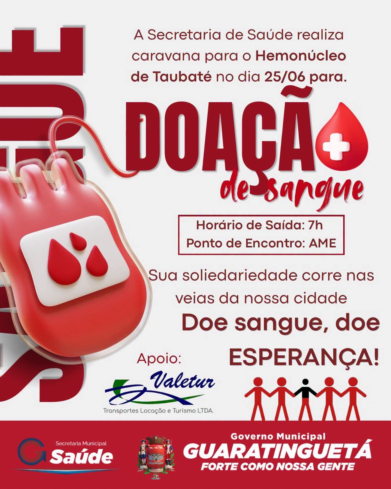 Campanha de doação de sangue em Guaratinguetá