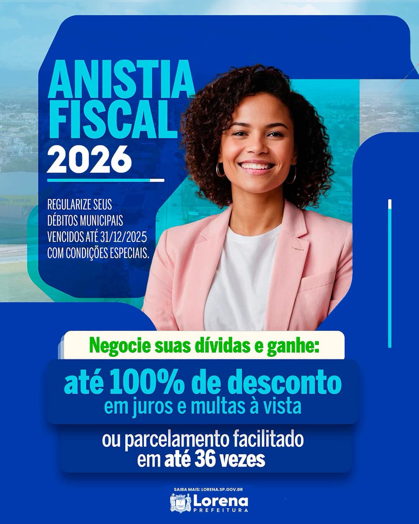 Anistia sobre juros e multas de IPTU e ISS pode ser solicitada até 30 de setembro em Lorena