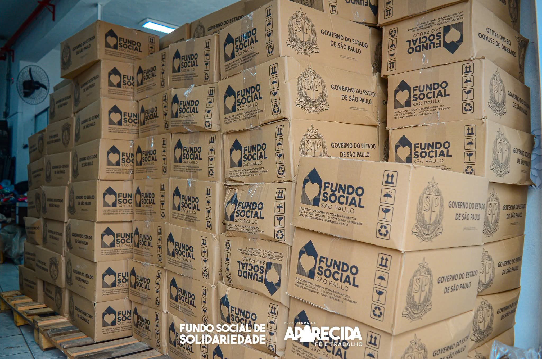 Fundo Social de Solidariedade de Aparecida recebe mais de 20 toneladas de alimentos