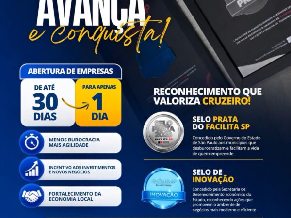 Cruzeiro recebe reconhecimento estadual pela modernização dos serviços e incentivo ao empreendedorismo