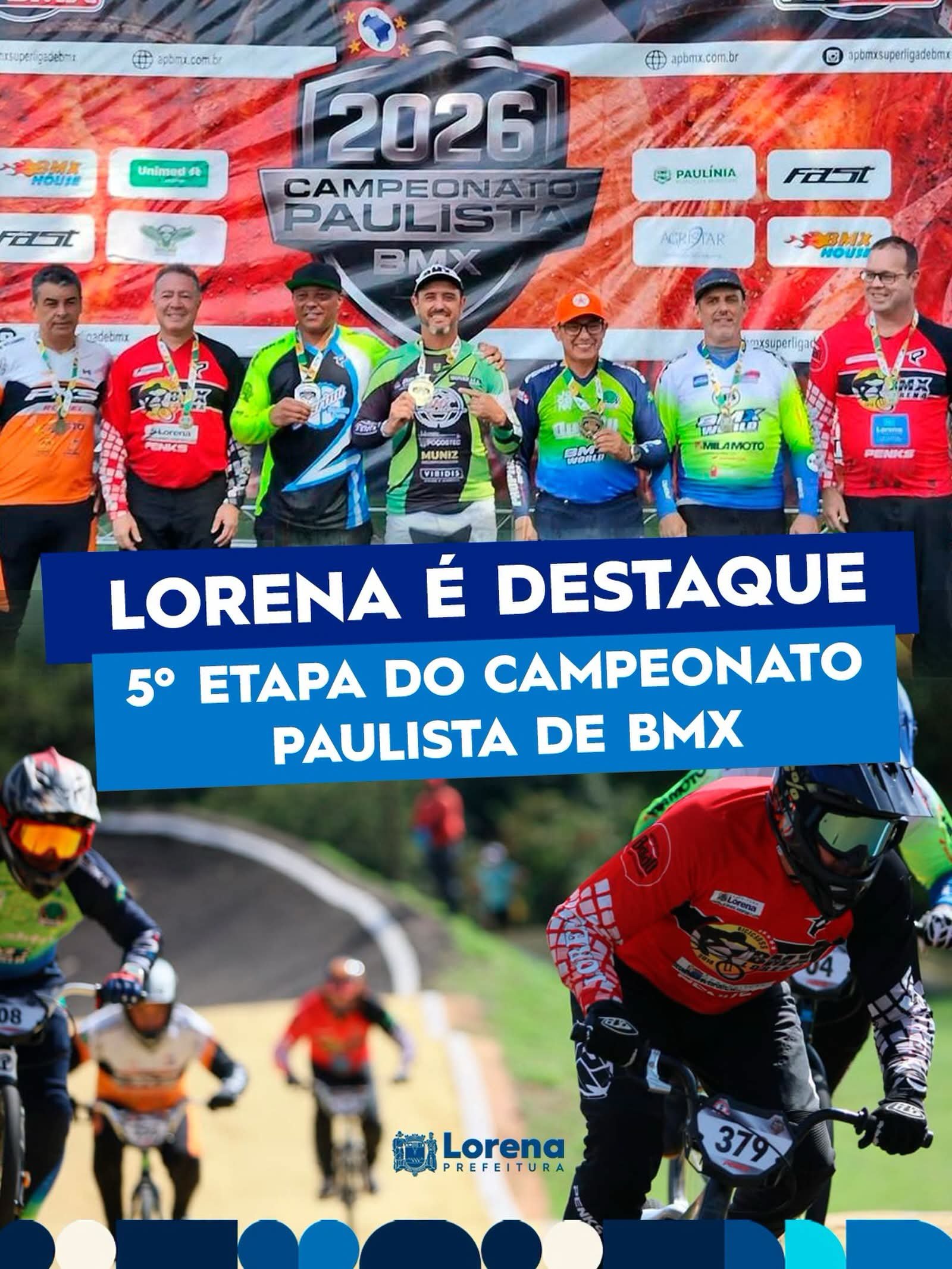 Atletas lorenenses participam da 5ª Etapa do Campeonato Paulista de BMX Racing 2026