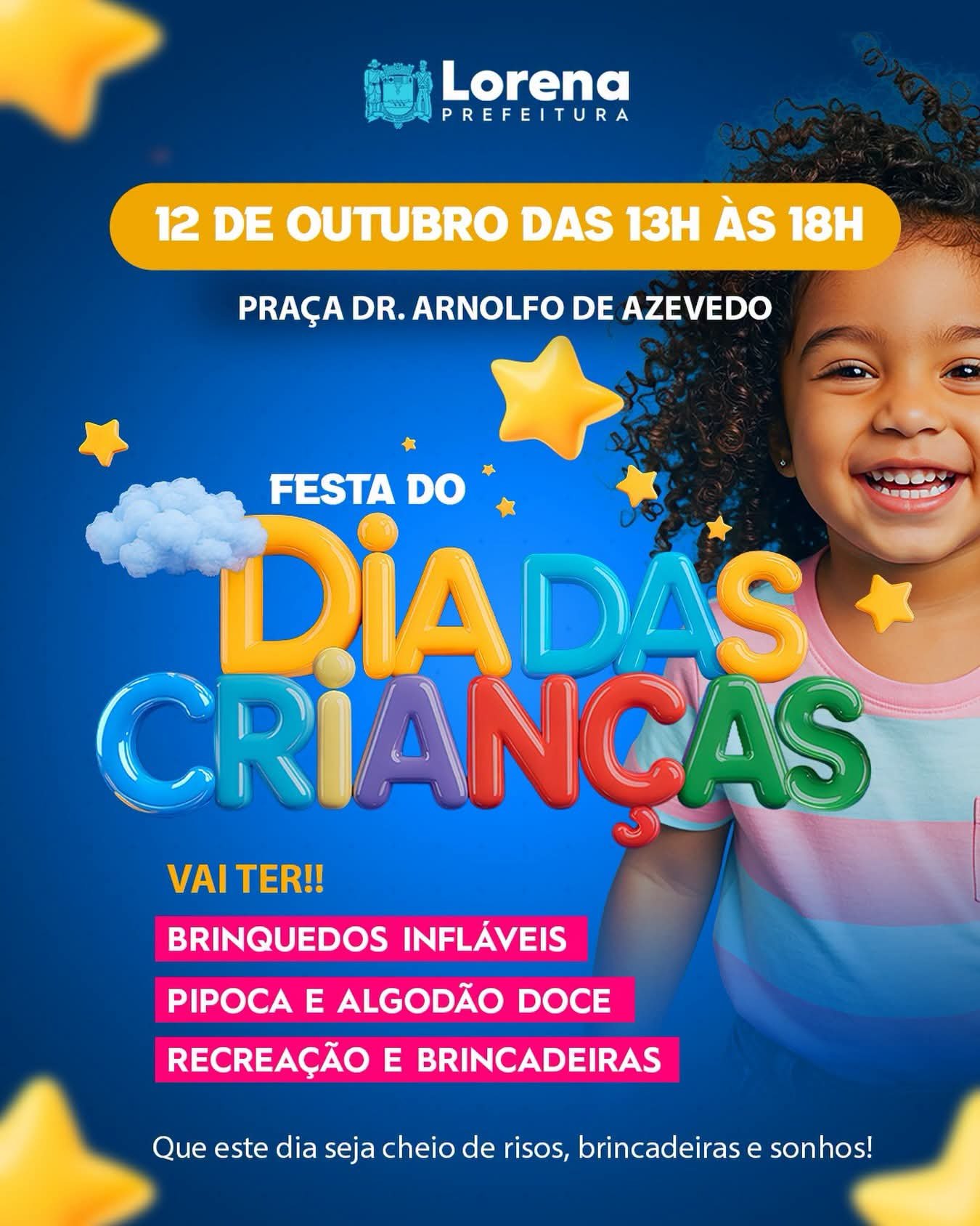 Dia das Crianças reúne diversas atrações para a criançada no dia 12 de outubro, em Lorena