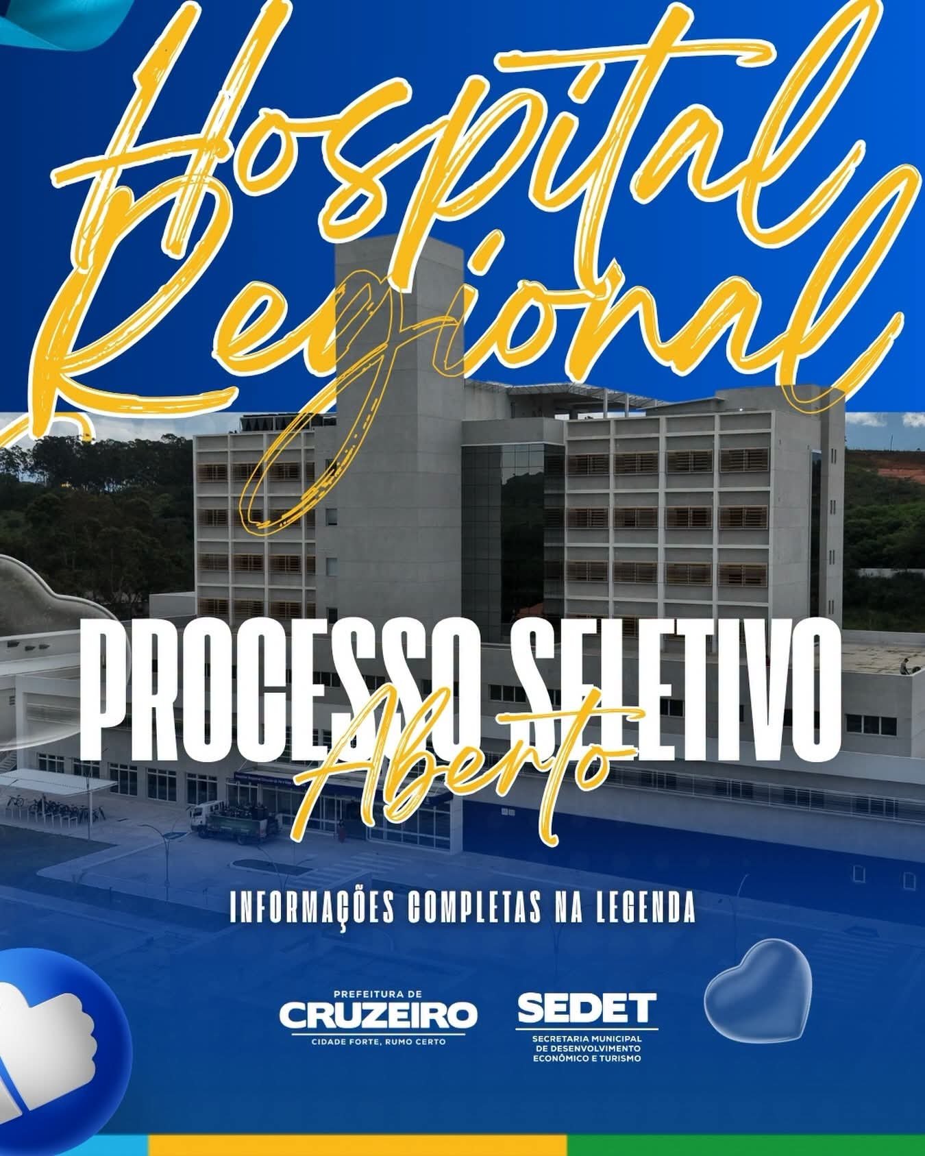 Hospital Regional de Cruzeiro abre processo seletivo para 22 cargos